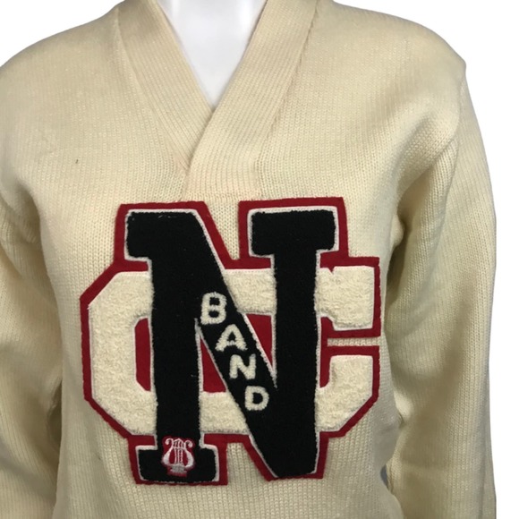 1960s Wool Band Letterman Pullover School Sweater / Women’s XS/S * - Picture 2 of 4